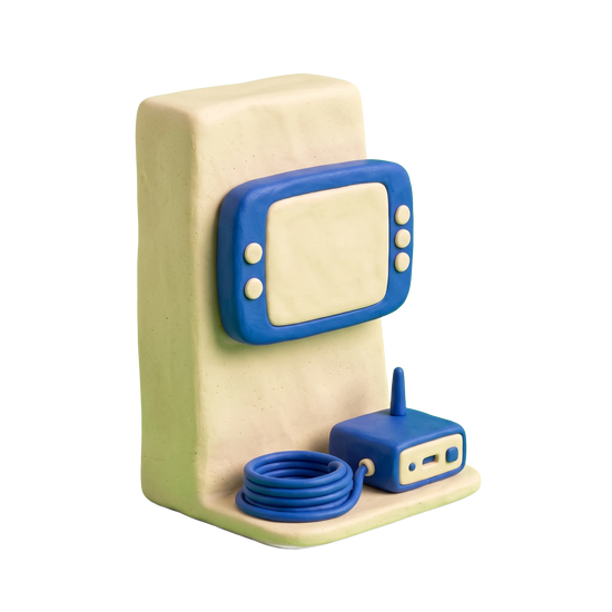 Home automation company illustration in blue and ivory clay