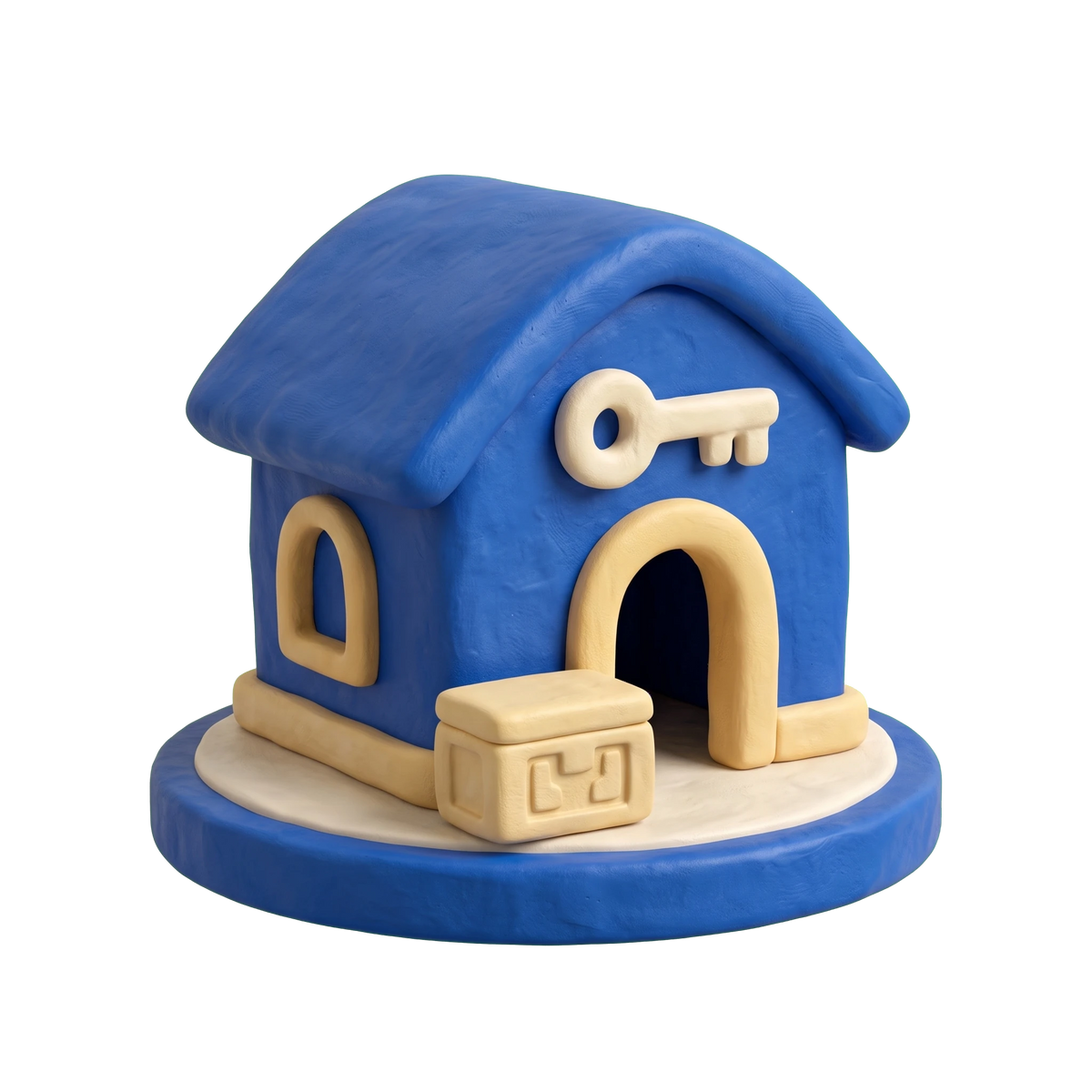 Homeless service illustration in blue and ivory clay