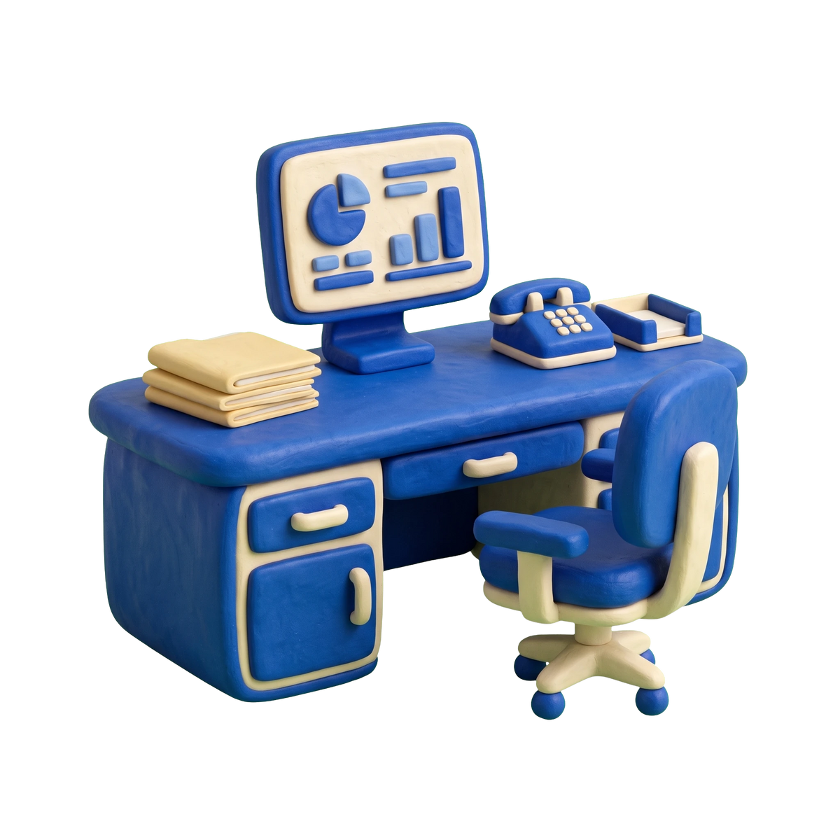 Human resource consulting illustration in blue and ivory clay