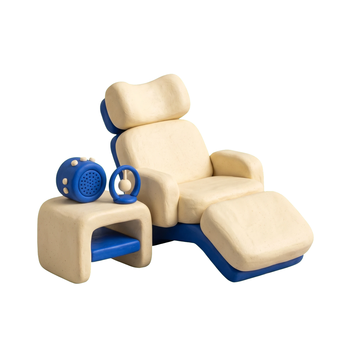 Hypnotherapy service illustration in blue and ivory clay