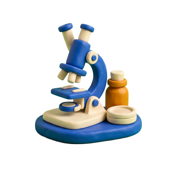 Infectious disease physician illustration in blue and ivory clay