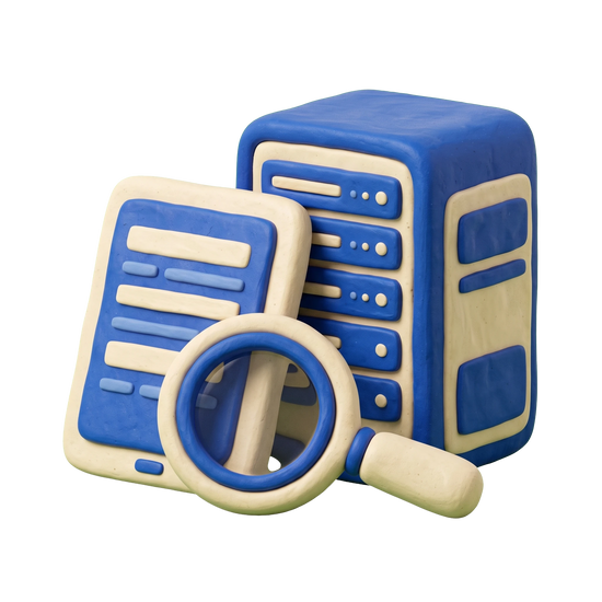 Information services illustration in blue and ivory clay