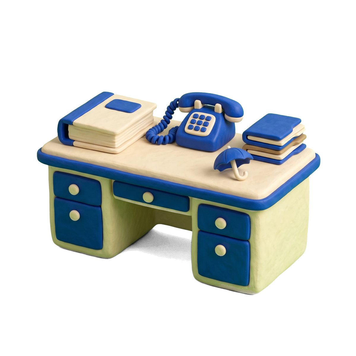 Insurance agency illustration in blue and ivory clay