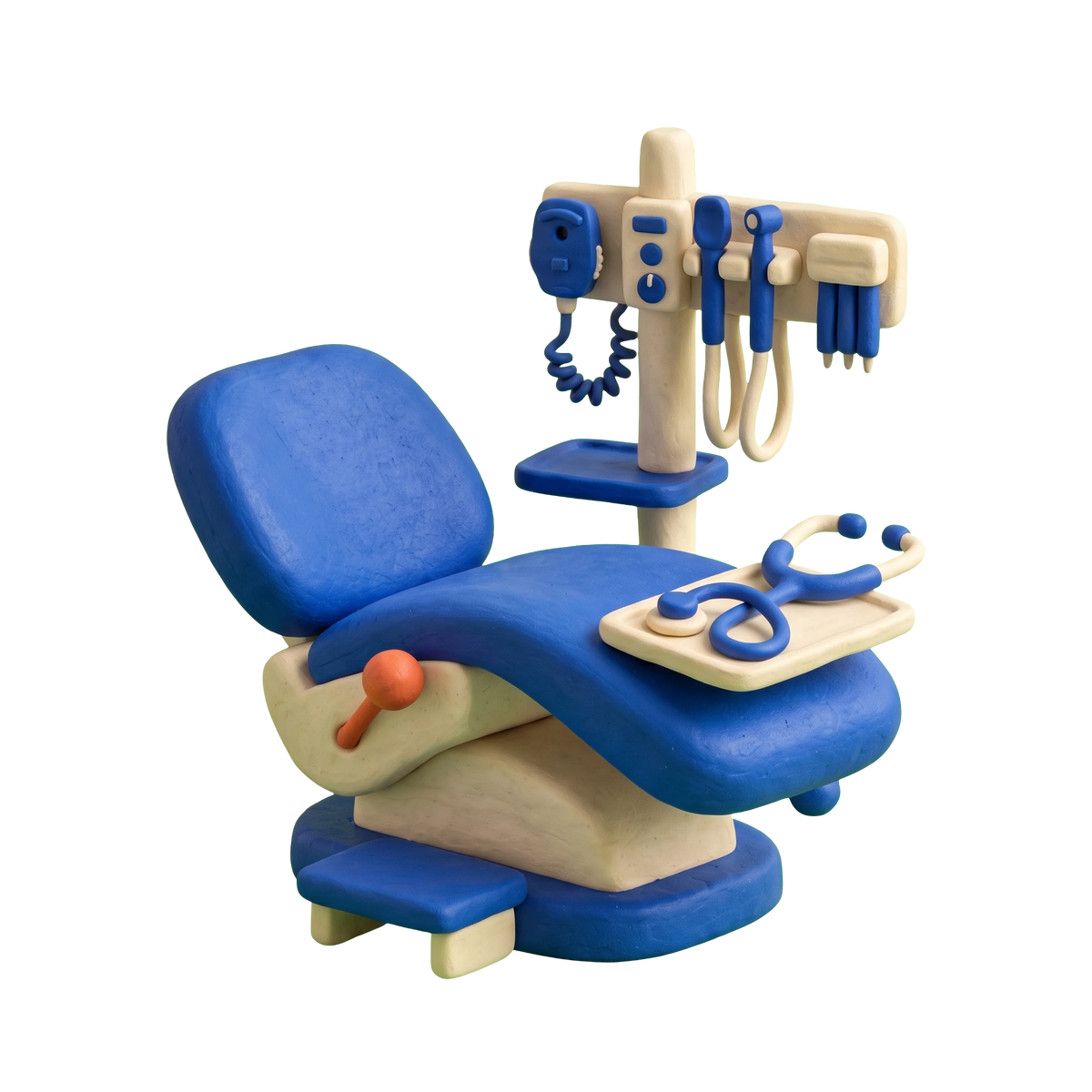 Internist illustration in blue and ivory clay