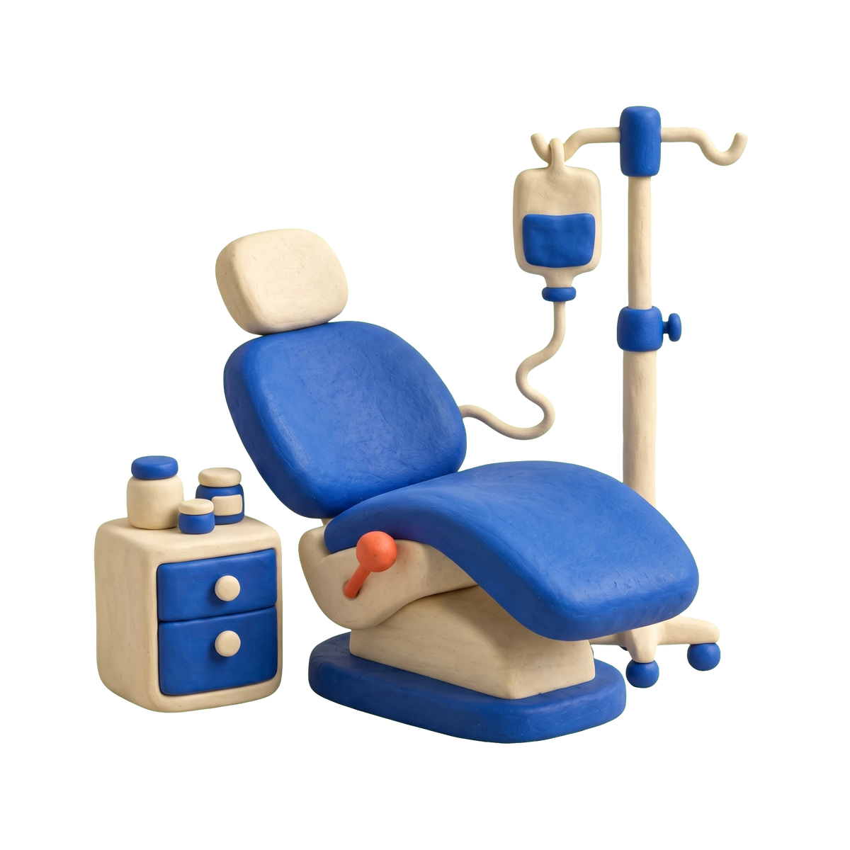 IV therapy service illustration in blue and ivory clay