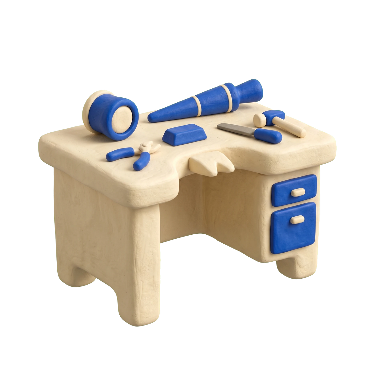 Jewelry designer illustration in blue and ivory clay