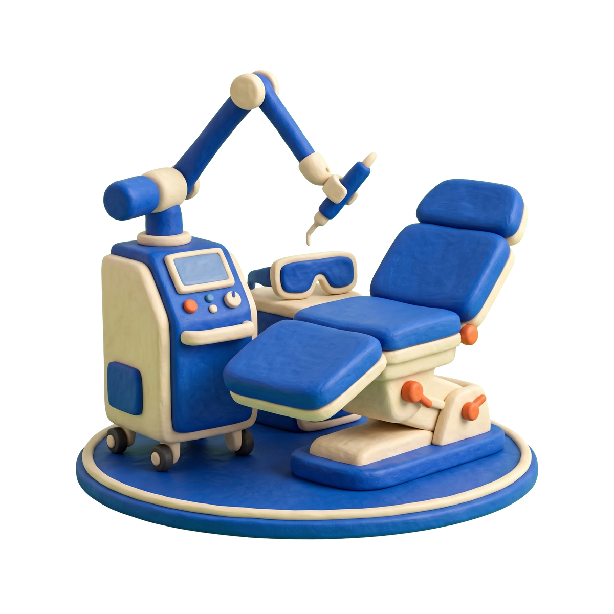 Laser hair removal service illustration in blue and ivory clay