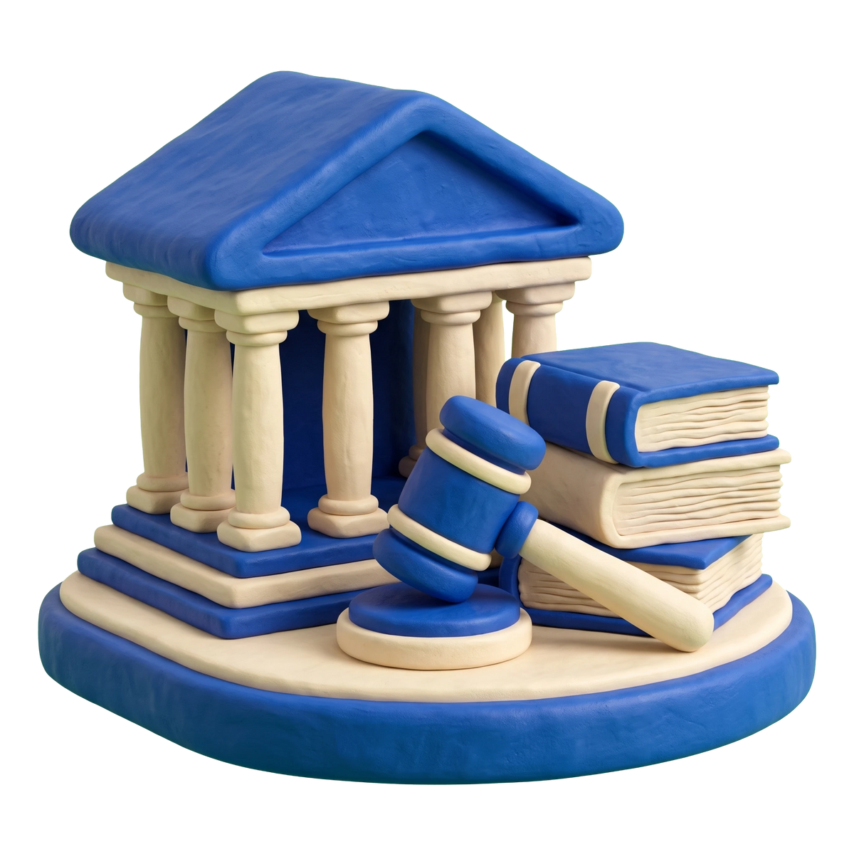 Law school illustration in blue and ivory clay