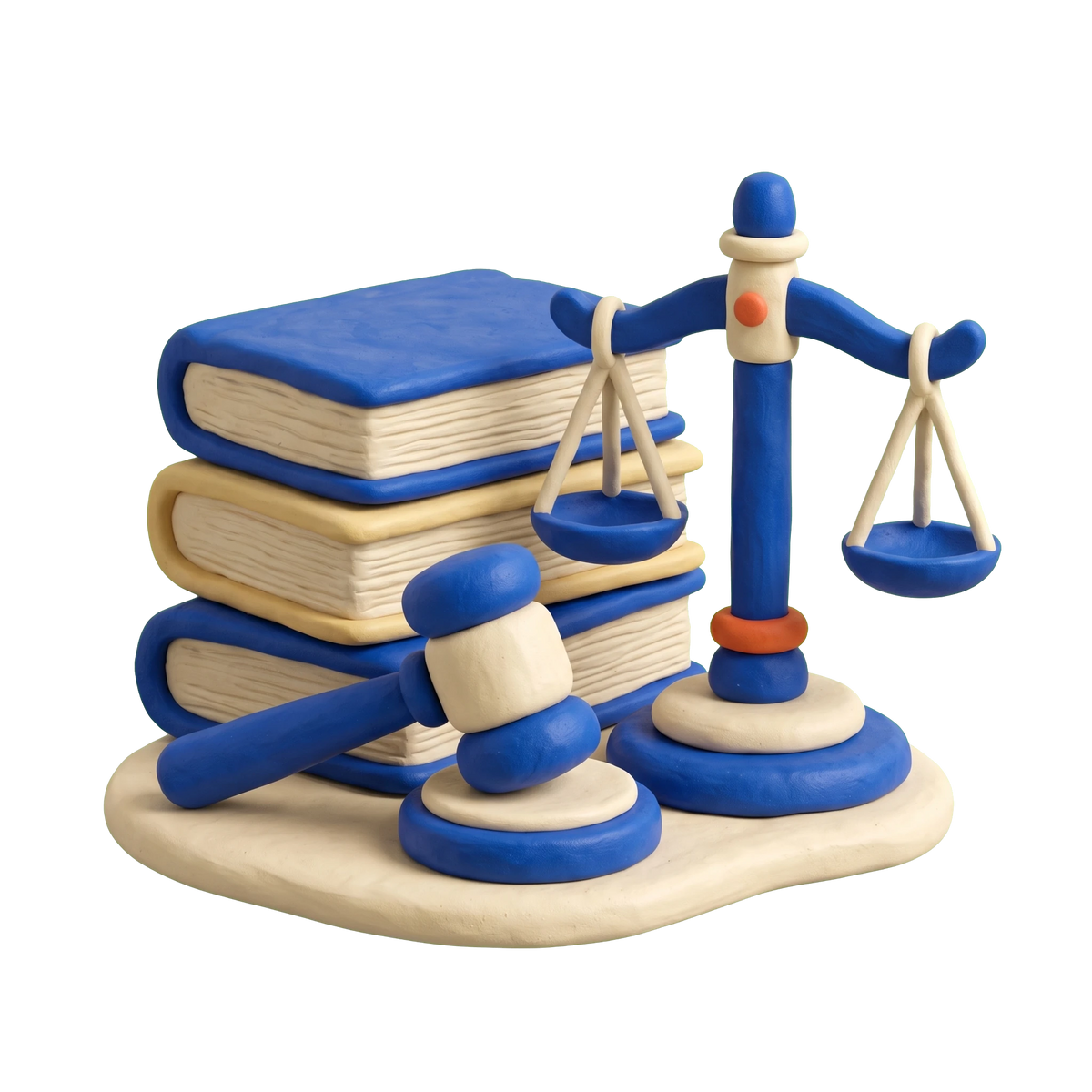 Lawyer illustration in blue and ivory clay