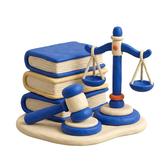 Lawyer illustration in blue and ivory clay
