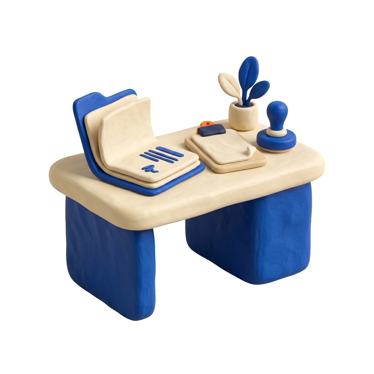 Leasing service illustration in blue and ivory clay
