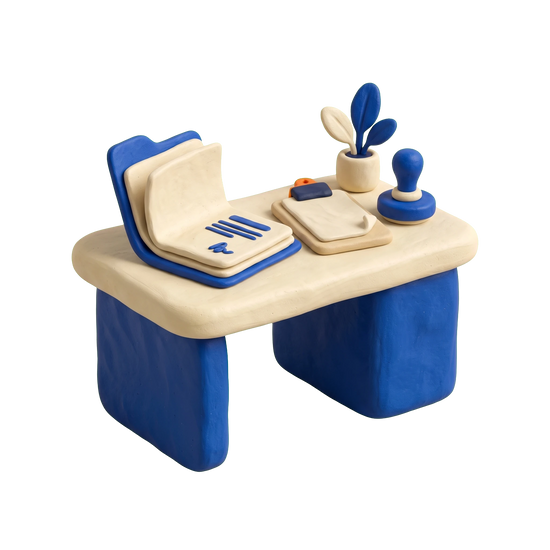 Leasing service illustration in blue and ivory clay