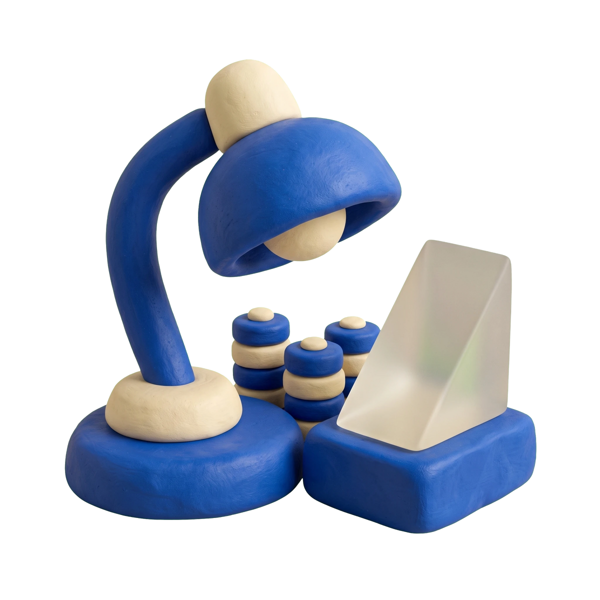 Lighting manufacturer illustration in blue and ivory clay
