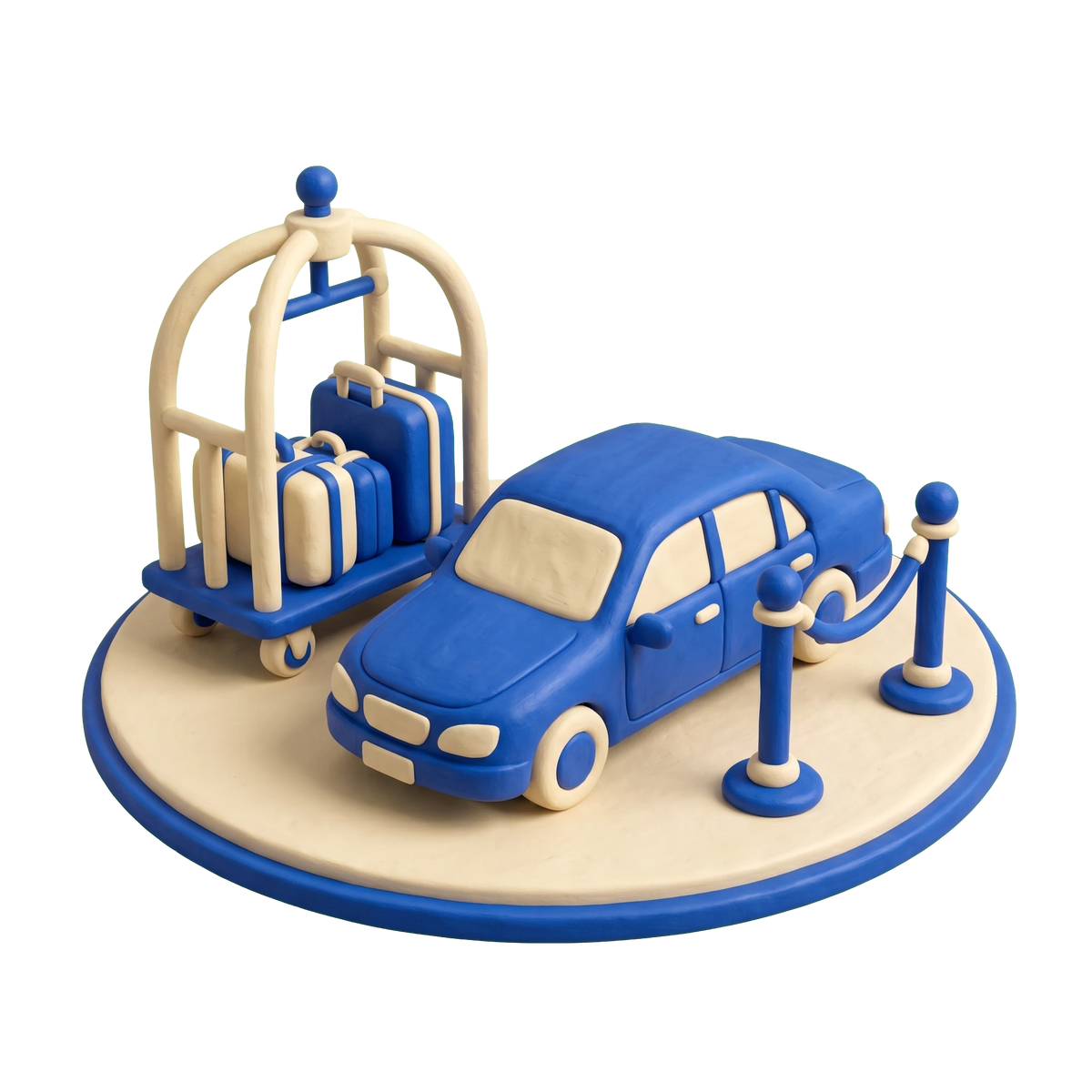 Limousine service illustration in blue and ivory clay