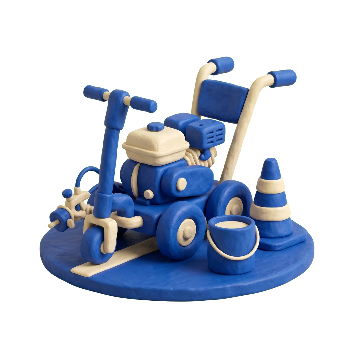 Line marking service illustration in blue and ivory clay