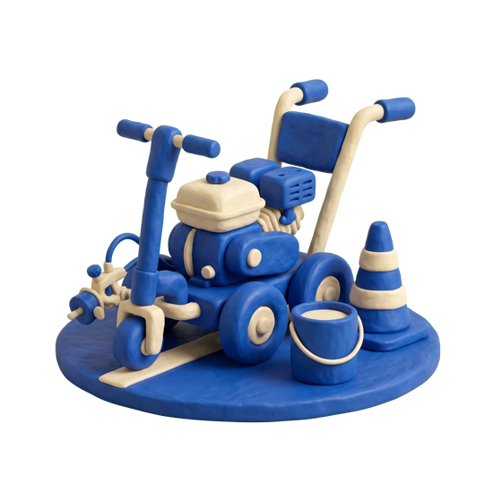 Line marking service illustration in blue and ivory clay