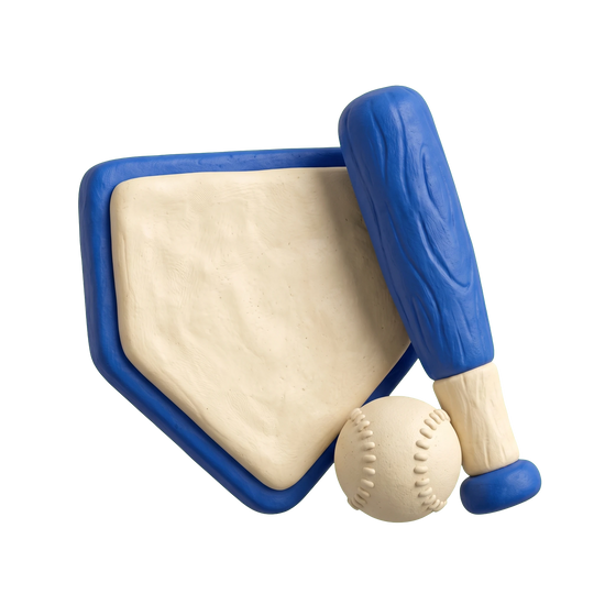 Little league club illustration in blue and ivory clay