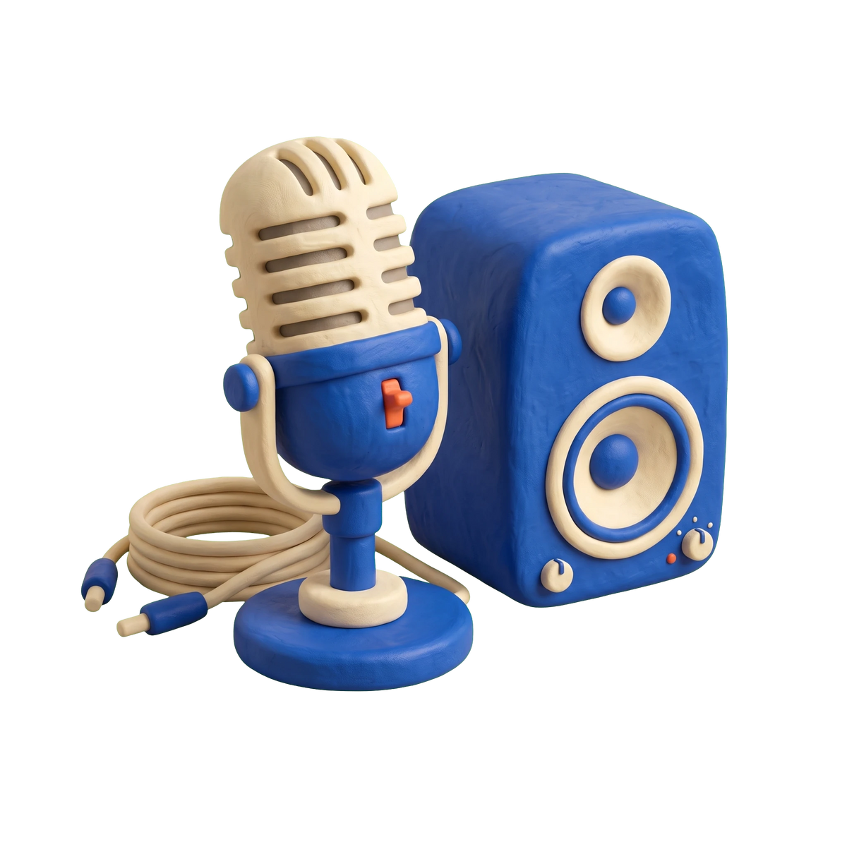 Live music venue illustration in blue and ivory clay