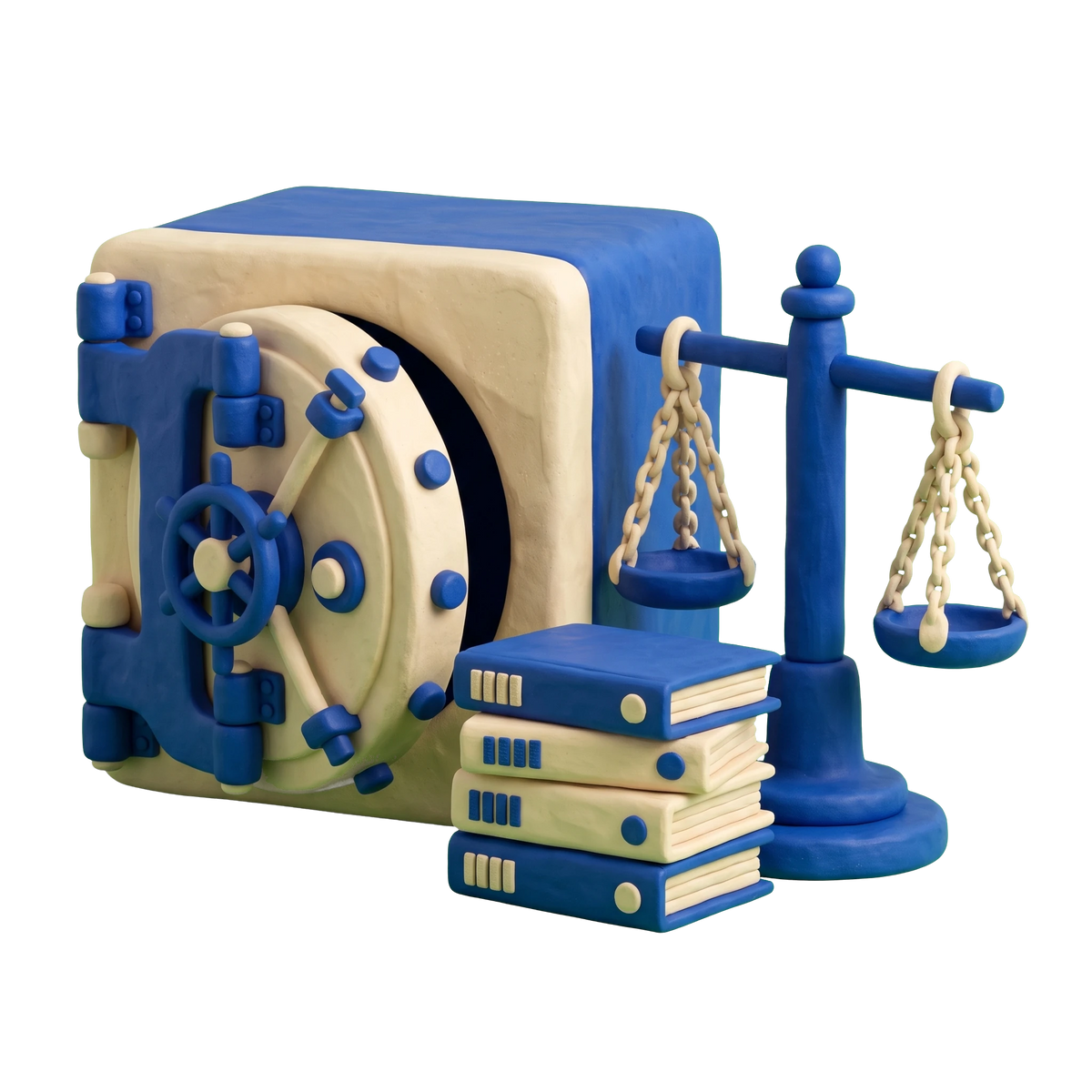 Loan agency illustration in blue and ivory clay