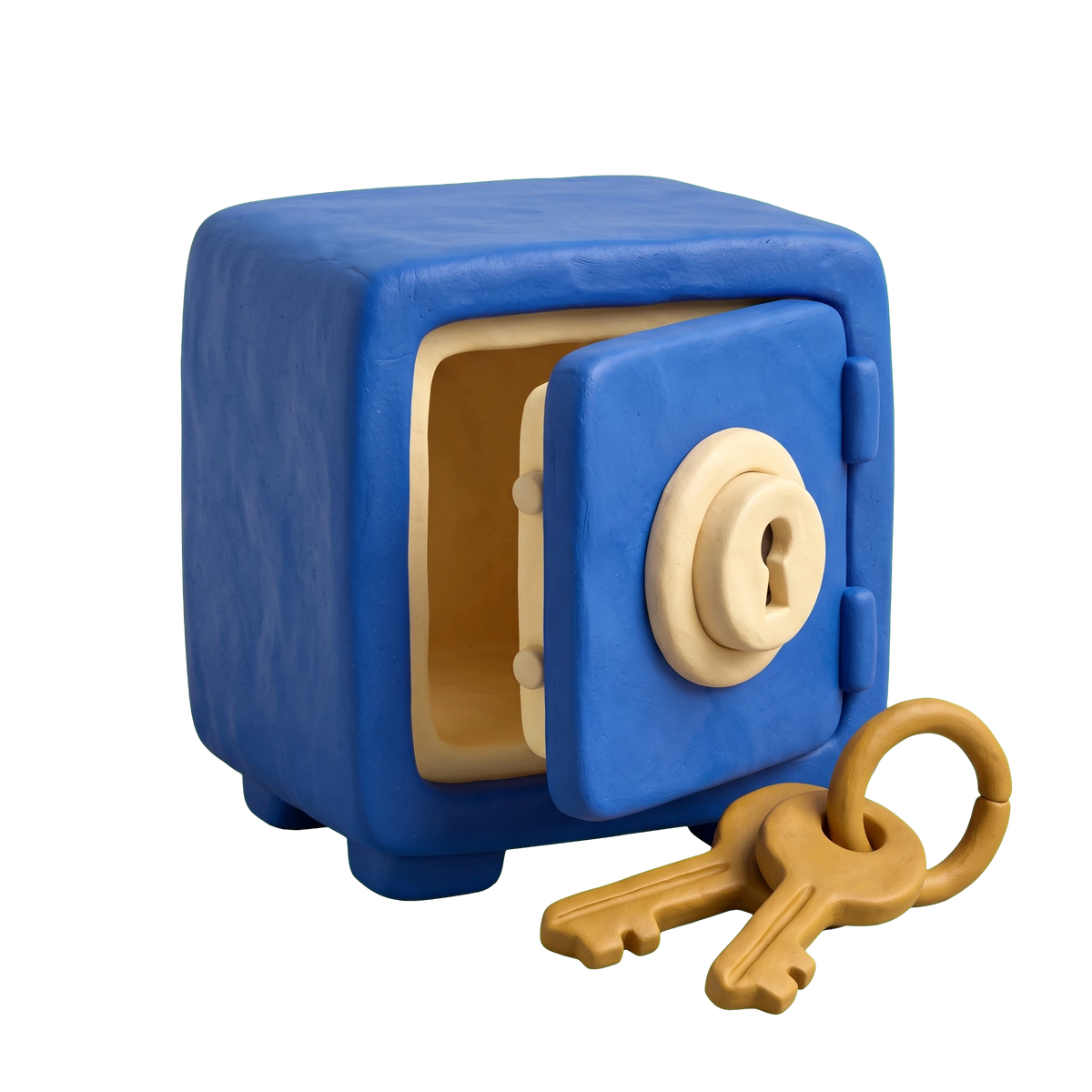 Locksmith illustration in blue and ivory clay