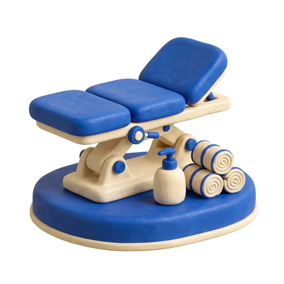 Lymph drainage therapist illustration in blue and ivory clay