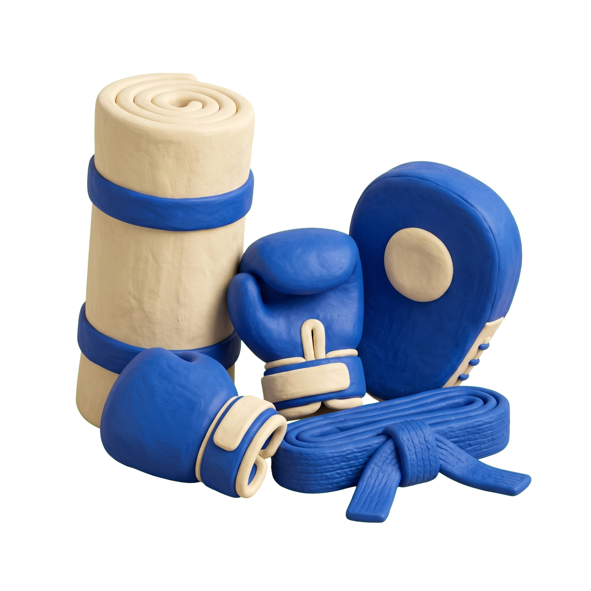 Martial arts club illustration in blue and ivory clay