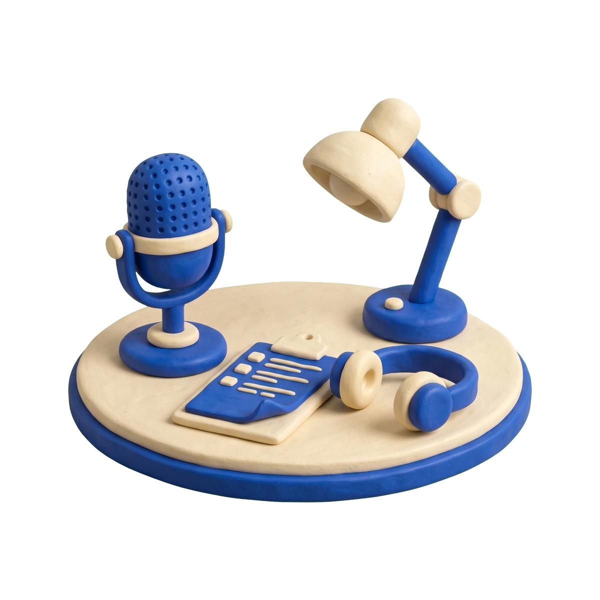 Media consultant illustration in blue and ivory clay