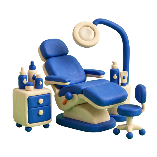Medical spa illustration in blue and ivory clay