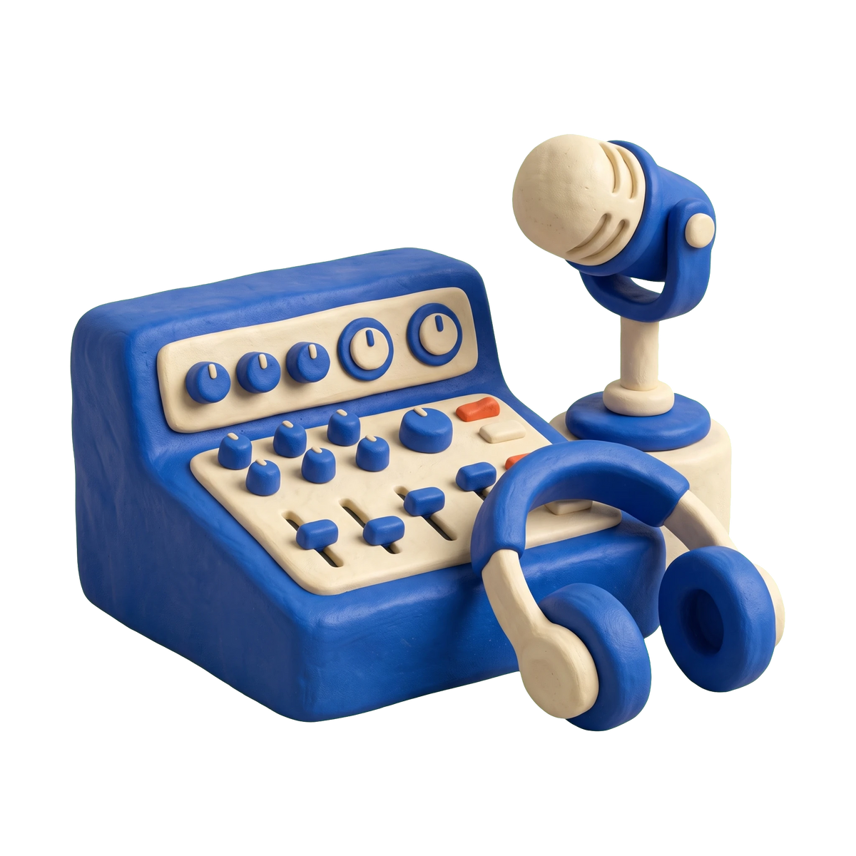 Music producer illustration in blue and ivory clay