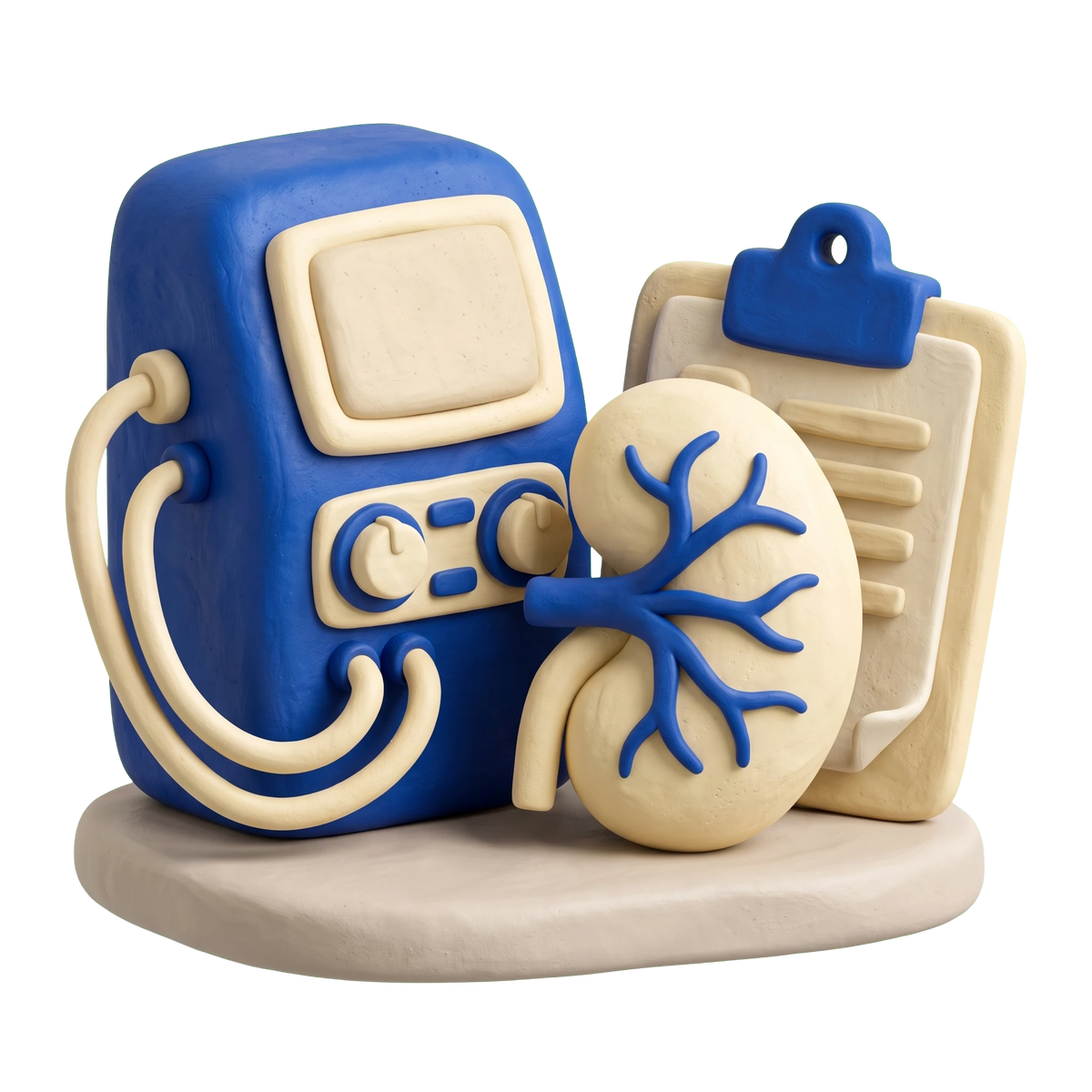 Nephrologist illustration in blue and ivory clay