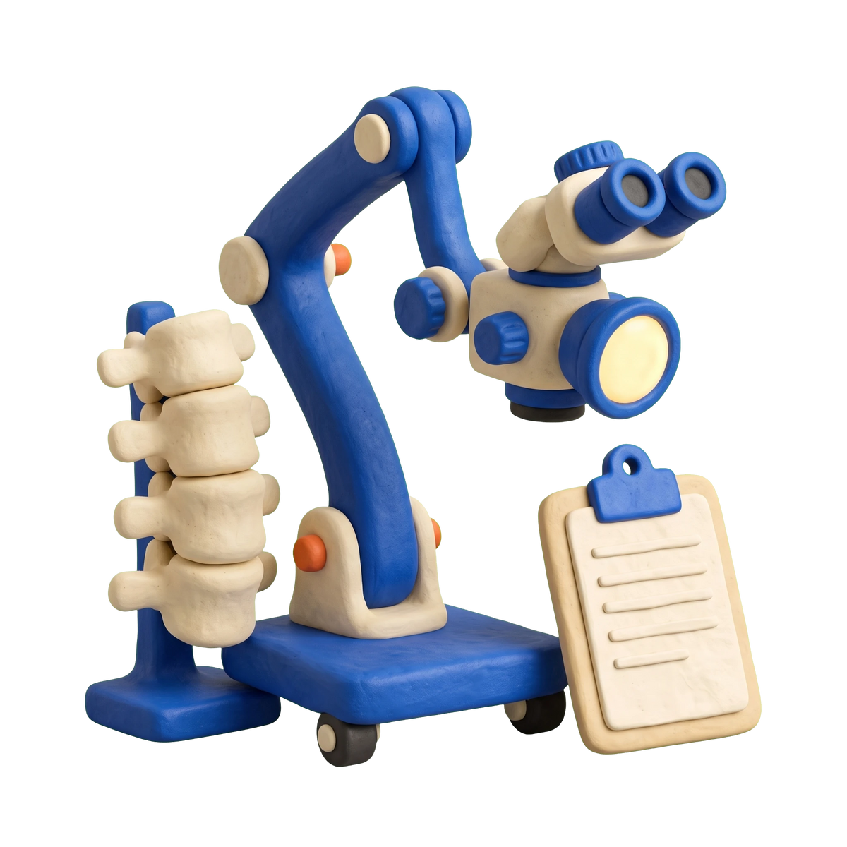 Neurosurgeon illustration in blue and ivory clay