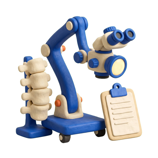 Neurosurgeon illustration in blue and ivory clay