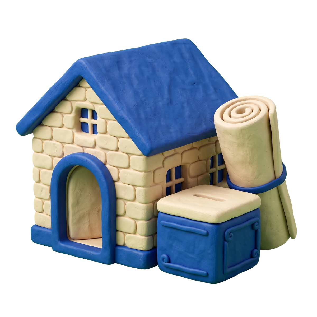 Non-profit organization illustration in blue and ivory clay