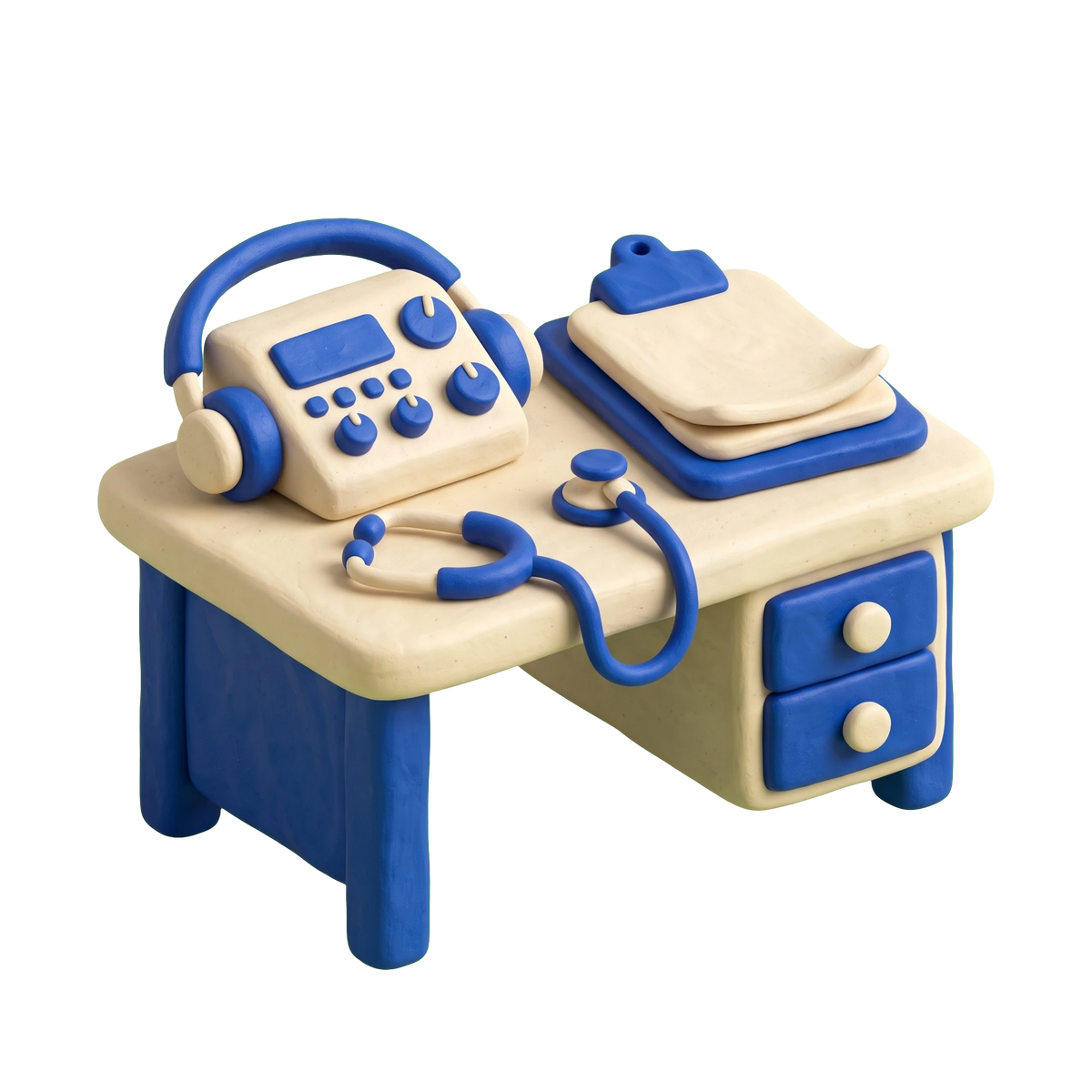 Occupational medical physician illustration in blue and ivory clay