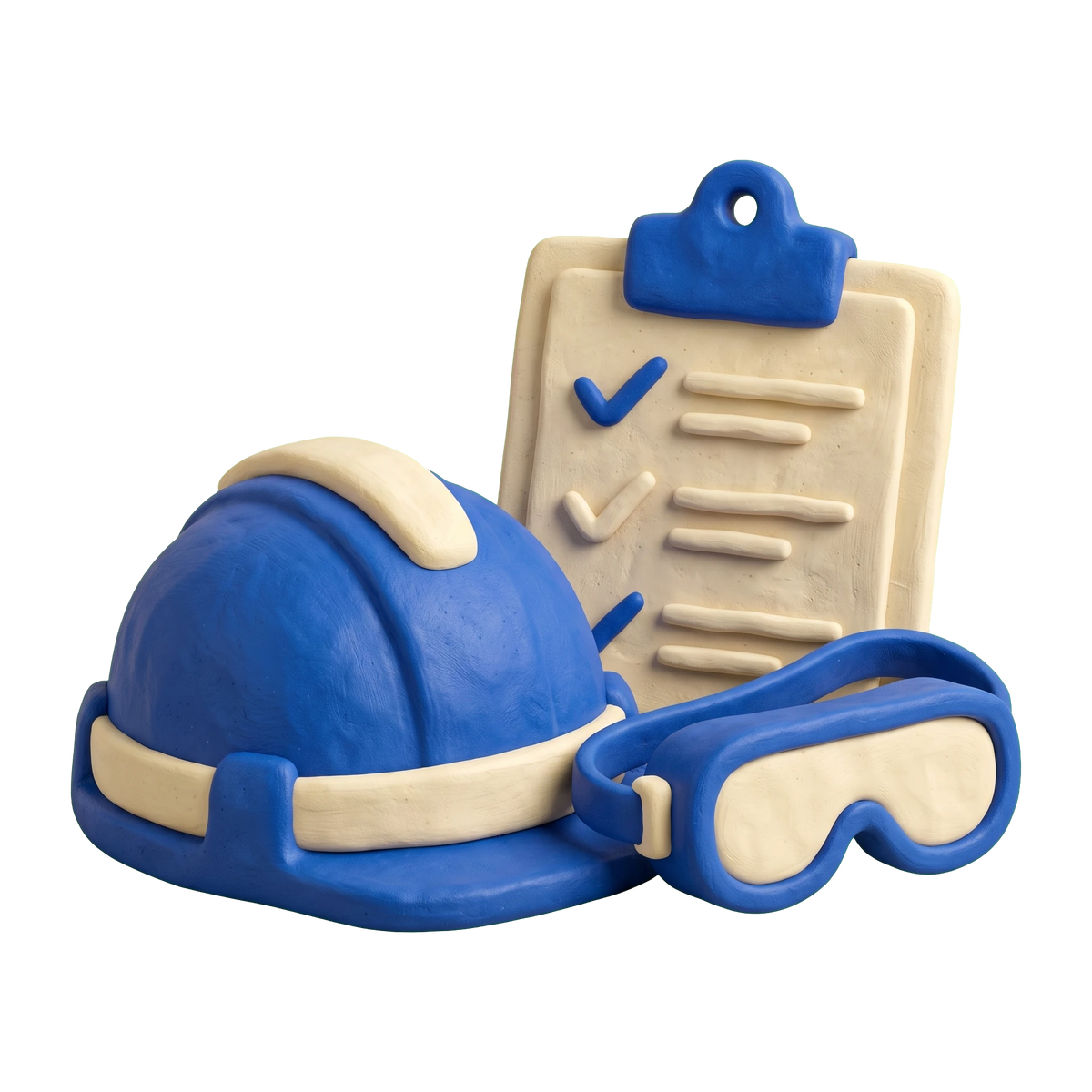 Occupational safety and health illustration in blue and ivory clay