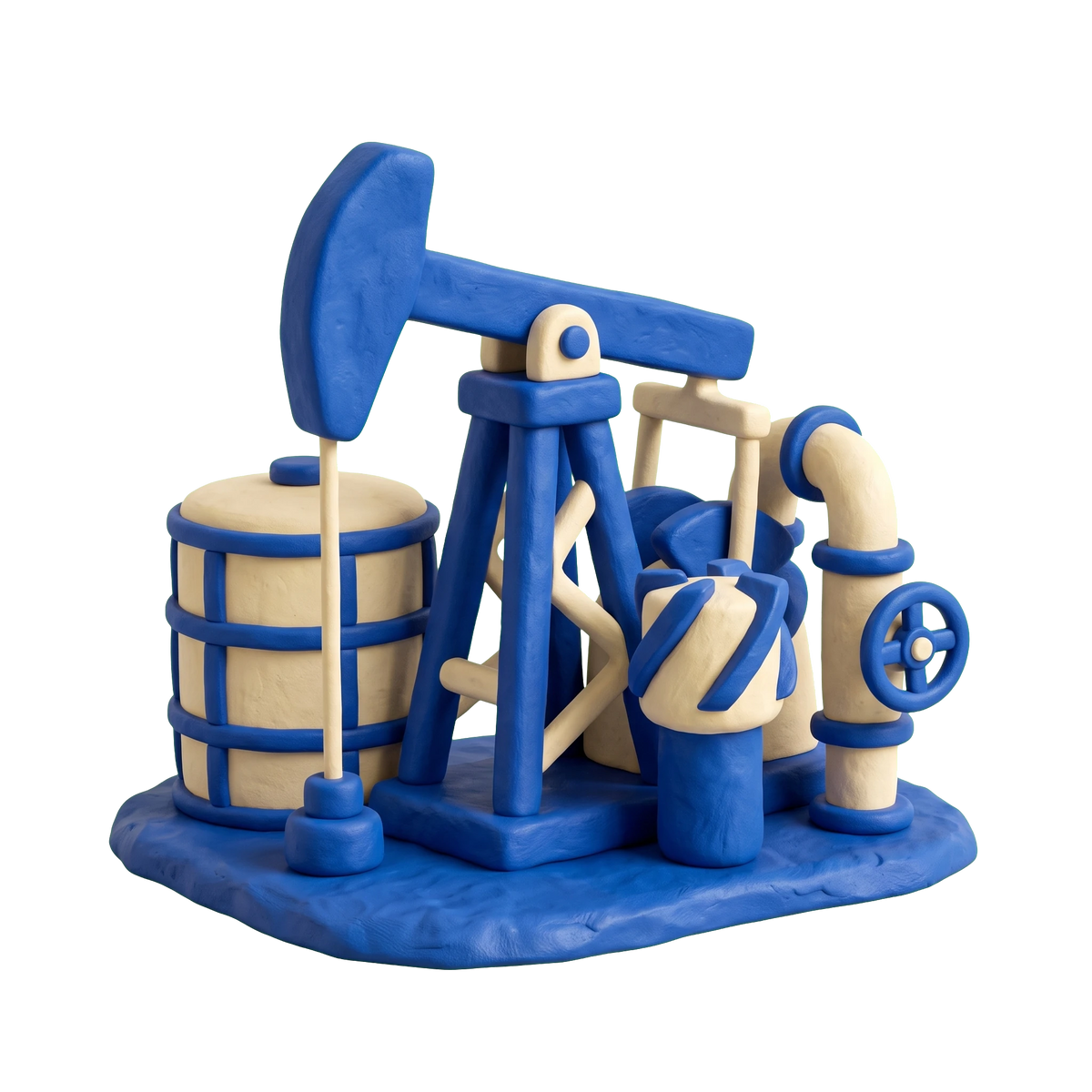 Oil & natural gas company illustration in blue and ivory clay