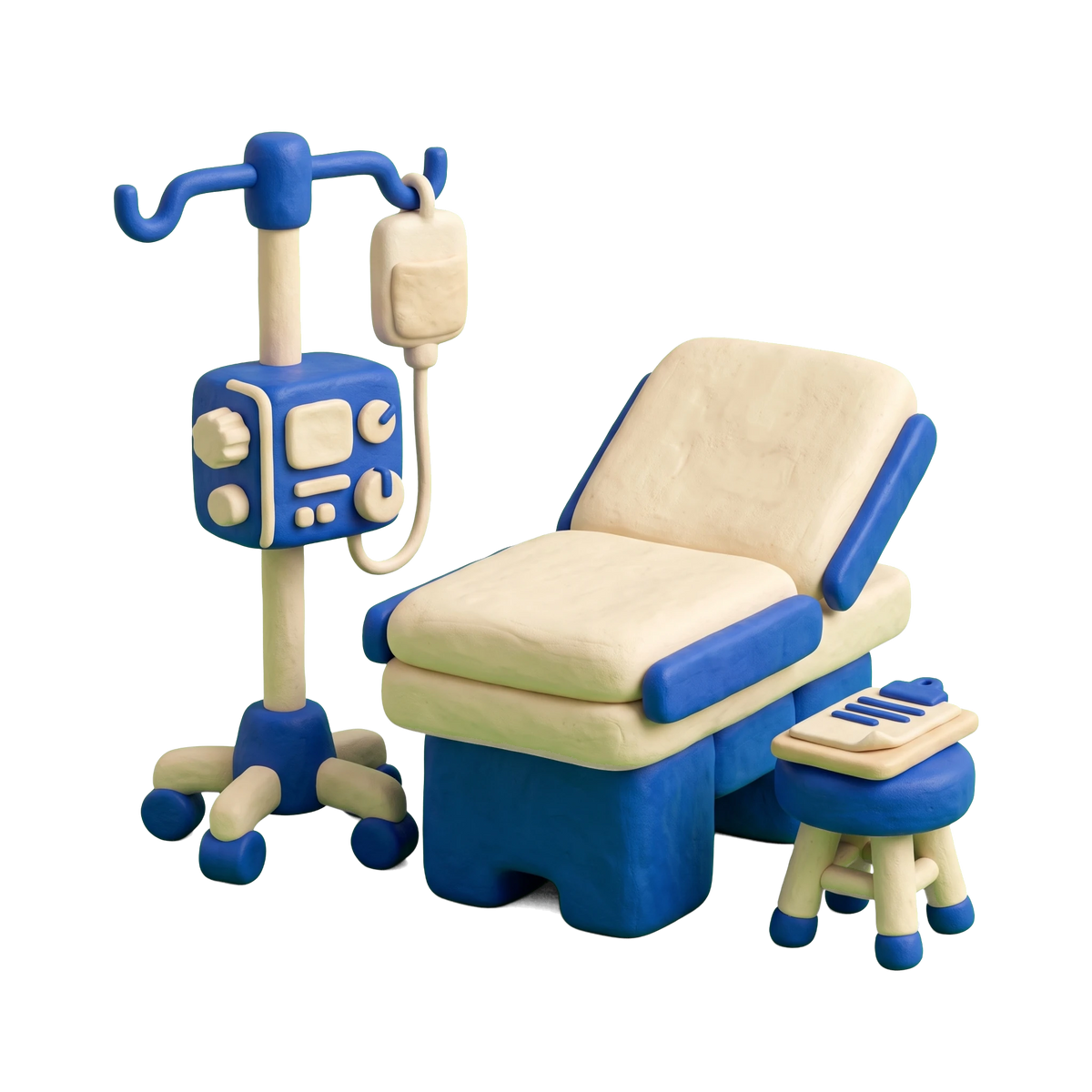 Oncologist illustration in blue and ivory clay