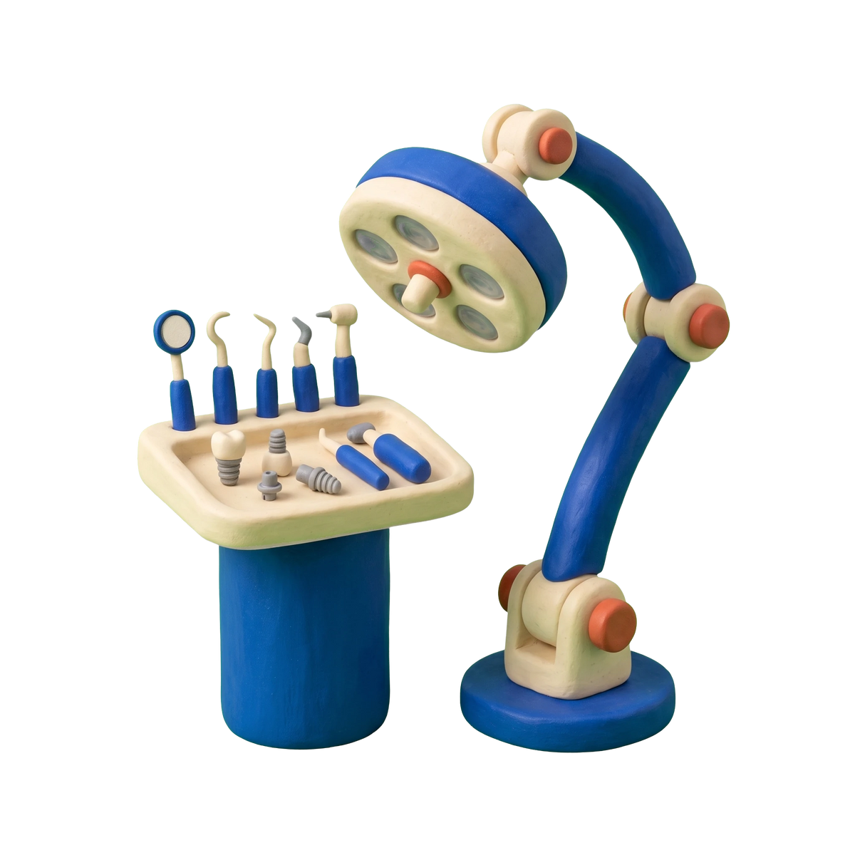 Oral and maxillofacial surgeon illustration in blue and ivory clay