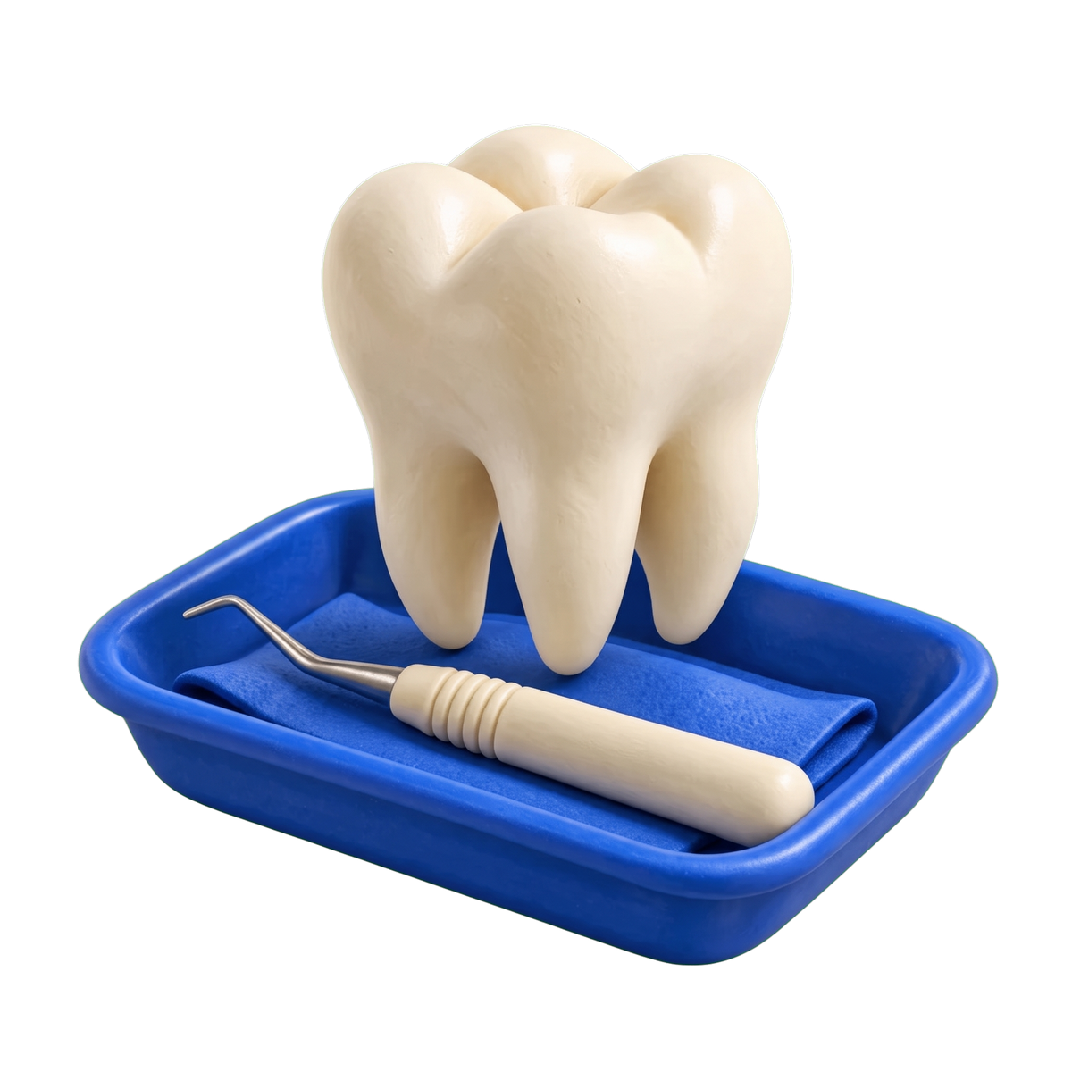 Oral surgeon illustration in blue and ivory clay