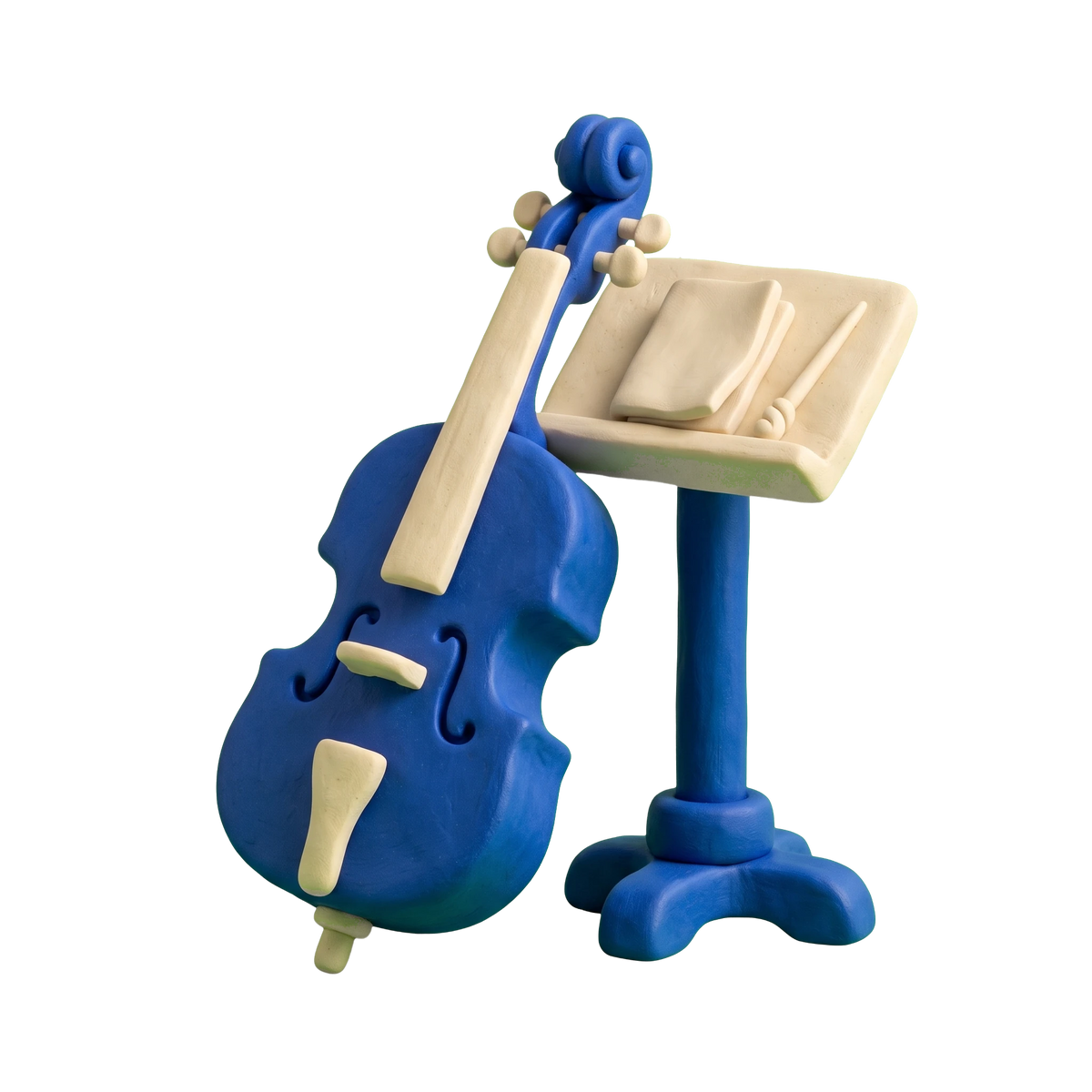 Orchestra illustration in blue and ivory clay