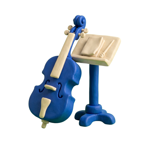 Orchestra illustration in blue and ivory clay