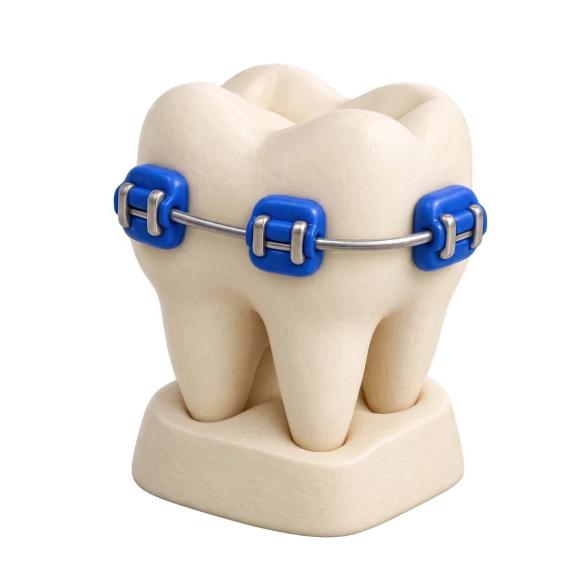 Orthodontist illustration in blue and ivory clay