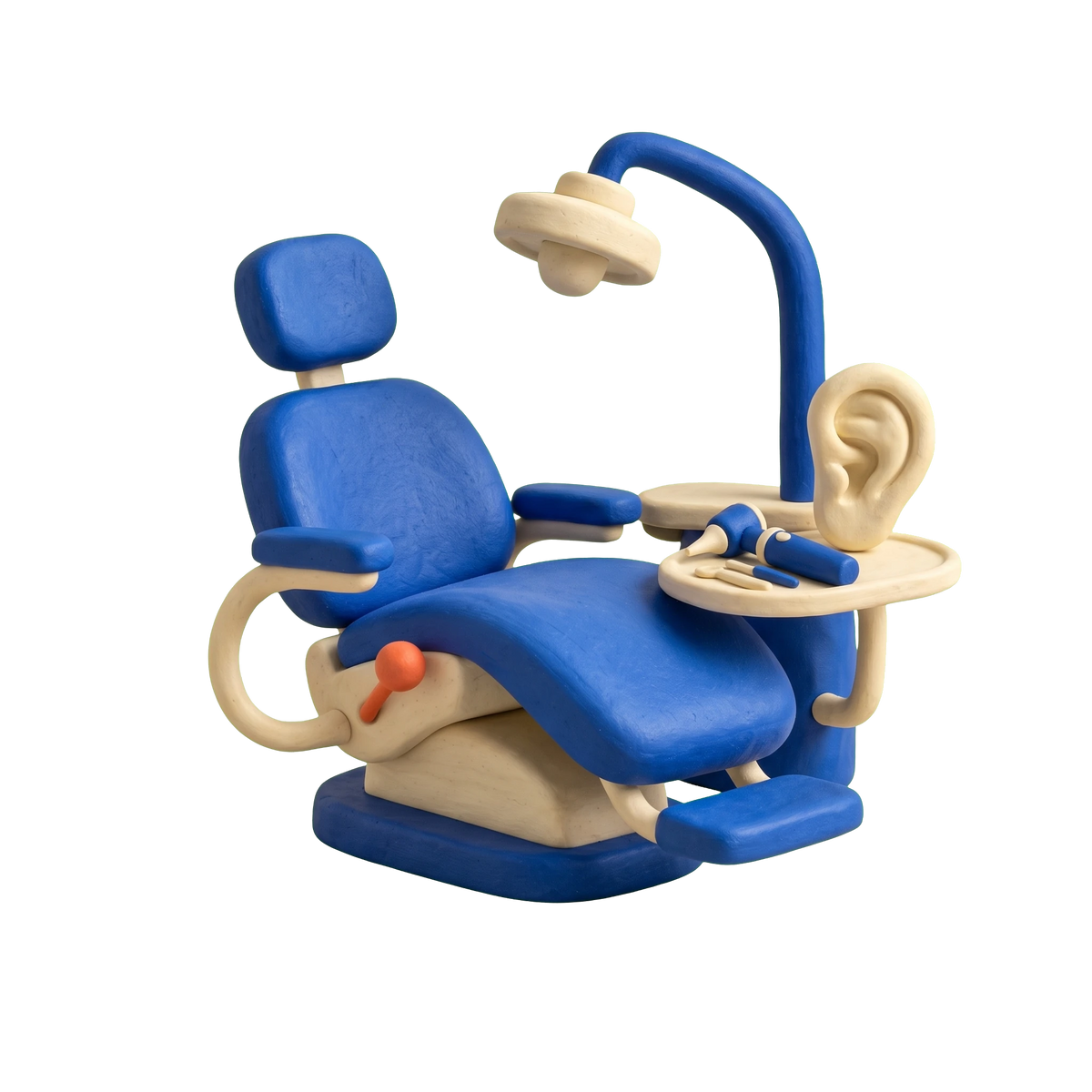 Otolaryngologist illustration in blue and ivory clay