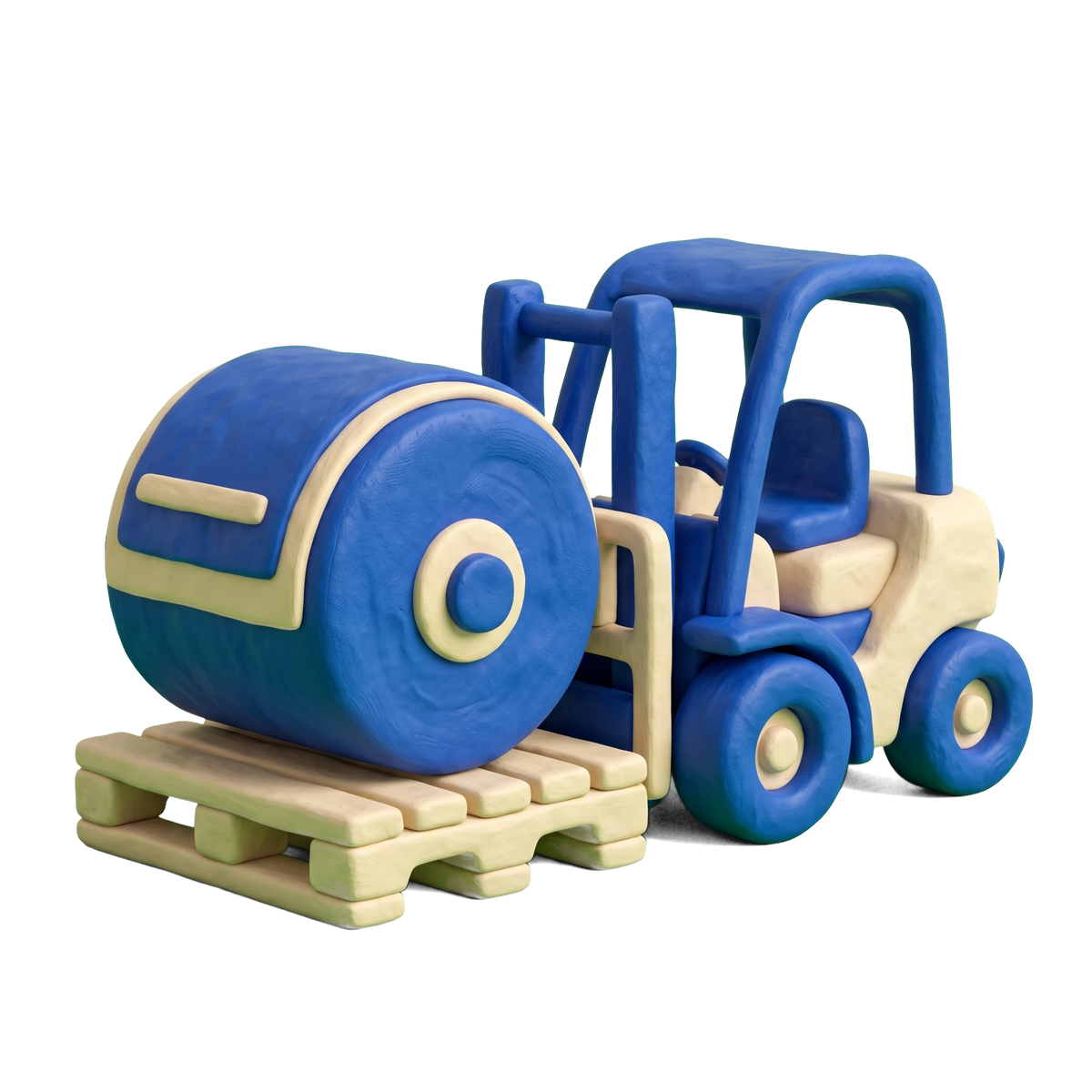 Paper distributor illustration in blue and ivory clay