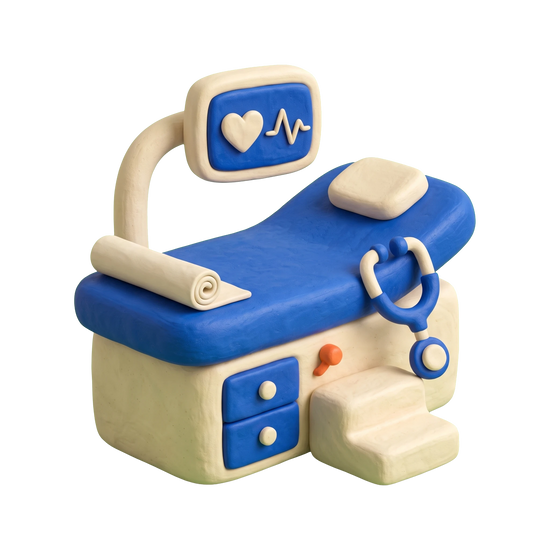 Pediatric cardiologist illustration in blue and ivory clay