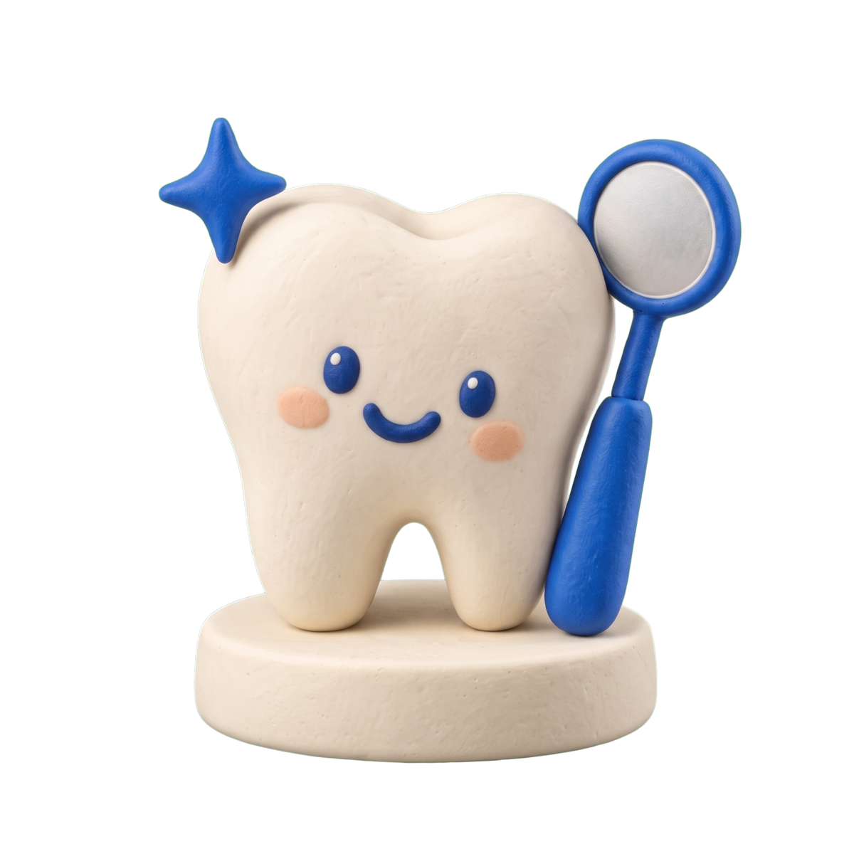 Pediatric dentist illustration in blue and ivory clay