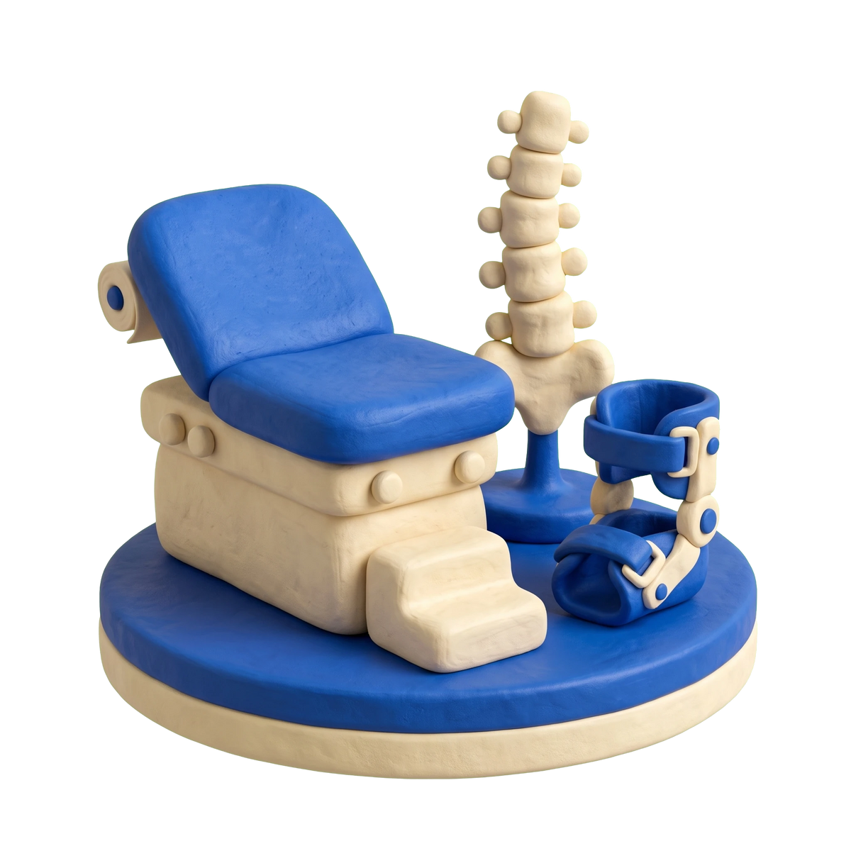 Pediatric orthopedic surgeon illustration in blue and ivory clay