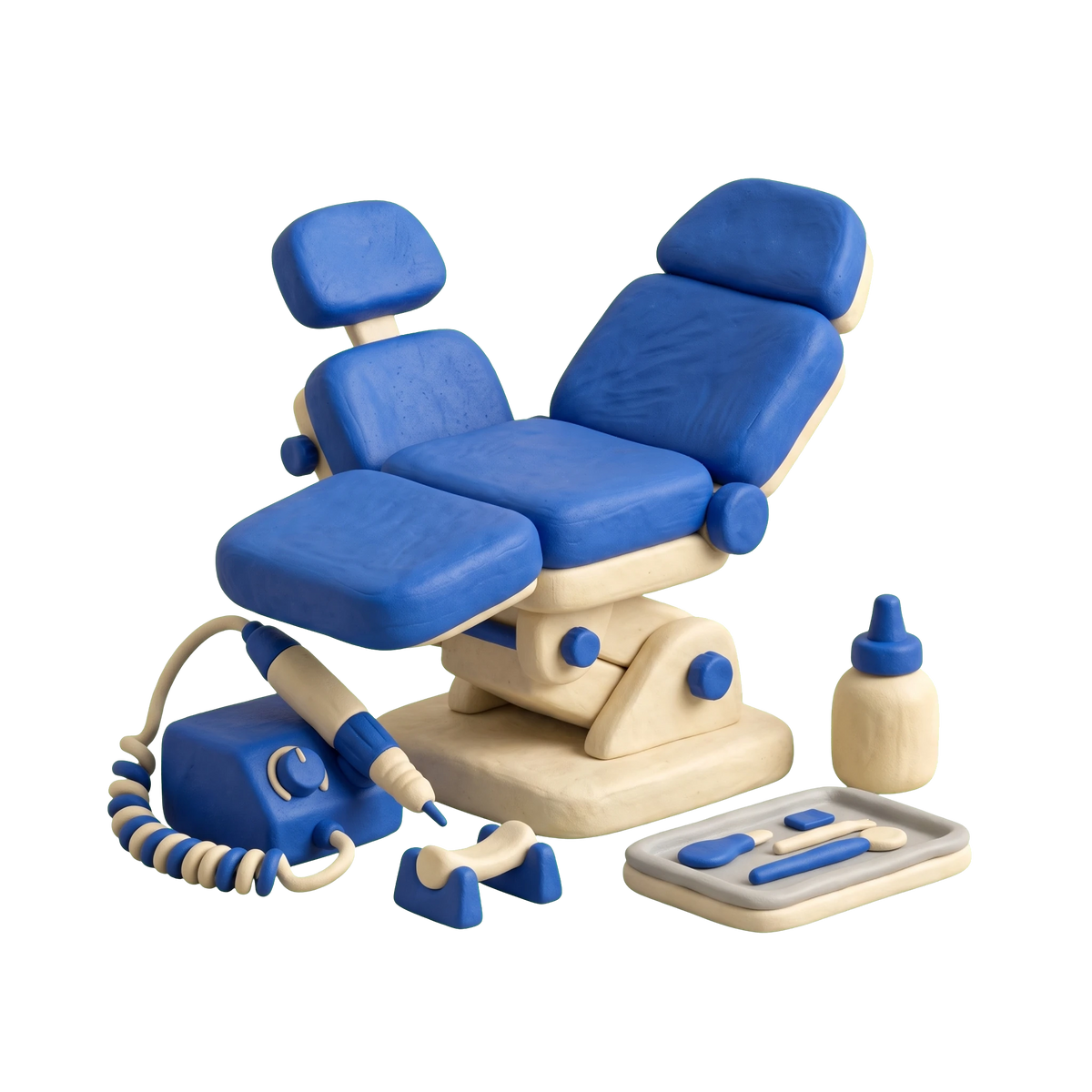 Permanent make-up clinic illustration in blue and ivory clay