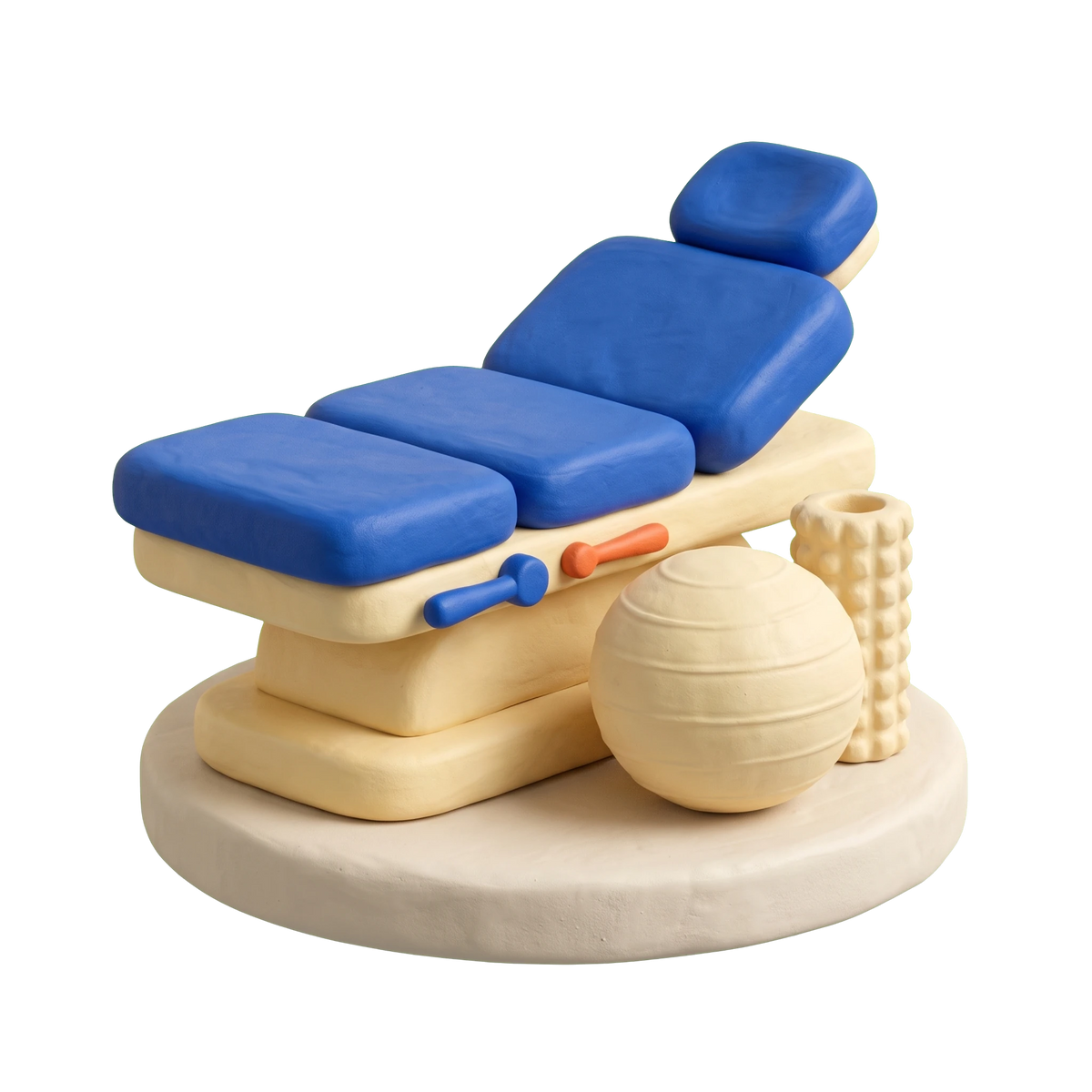 Physical therapist illustration in blue and ivory clay
