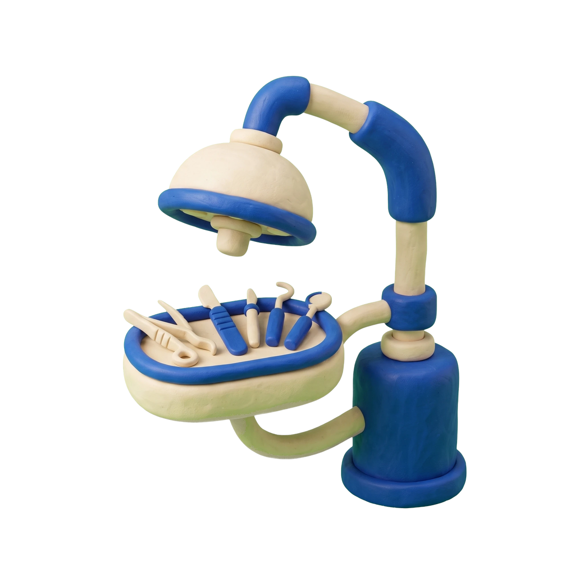 Plastic surgeon illustration in blue and ivory clay
